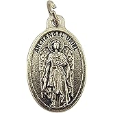 Needzo Archangel Uriel Medal, Angel of Wisdom Silver Tone Catholic Protection Necklace Pendant, 3/4 Inch