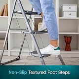 Vivo Technologies 3 Step Ladder Steel Portable Folding 150kg Capacity Grey view 5