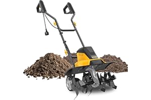 EVEAGE Electric Tiller for Garden, 18 Inch Power Tillers and Cultivators Electric, 13.5AMP Rototiller Cultivator Garden Tool, 4'' - 8'' Tilling Depth Foldable Handle