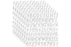 STARBOLING 648 PCS Gold Sticker Letters,Self-Adhesive Glitter Number Stickers for Graduation Cap,Scrapbooking,Water Bottles Cup(8 Sheets Silver)