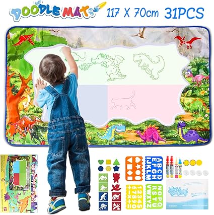 Xddias Tapis Aquadoodle 117 X 70cm Tapis De Dessin à Eau Avec 4 Stylos 3 Timbres Eau Grand Surface Tapis Doodle Pour Les Enfants