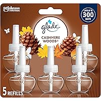 Glade PlugIns Air Freshener Oil Refill, Scented and Essential Oils for Home and Bathroom, Cashmere Woods, 5 Refills
