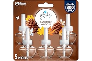 Glade PlugIns Air Freshener Oil Refill, Scented and Essential Oils for Home and Bathroom, Cashmere Woods, 5 Refills