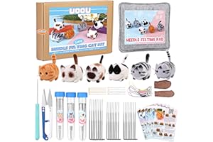 Needle Felting Beginners Kit With Storage Box, Tools, 24 Felting Needles, Pad, Awl, Yarn Scissors, Wool Roving, Instruction M