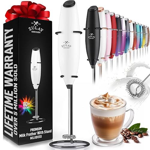 Zulay Powerful Milk Frother Handheld Foam Maker for Lattes Whisk
