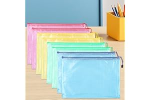 8 PCS Mesh Zipper Pouch, A6 Plastic Document Bag,Waterproof File Folder Zipper Pouch for Travel,Office Storage,Multicolored