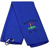 Dad Golf Towel Embroidered Golf Towel Gift Golf Father Gift Best Papa/Pops/Grampy/Papaw/Opa/Poppy by Par Golf Towel with Clip (Best Poppy-BK)