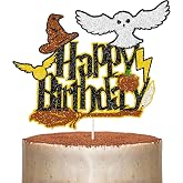 Wizard Cake Topper Wizard Party Supplies Birthday Favors Cake Toppers | Party Decoration with Tie Wings Hat Owl Vintage Academy Theme Birthday Baby Shower Party Supplies