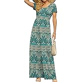 DB MOON Womens 2026 Summer Maxi Dresses Casual Short Sleeve Empire Waist Spring Long Dress with Pockets