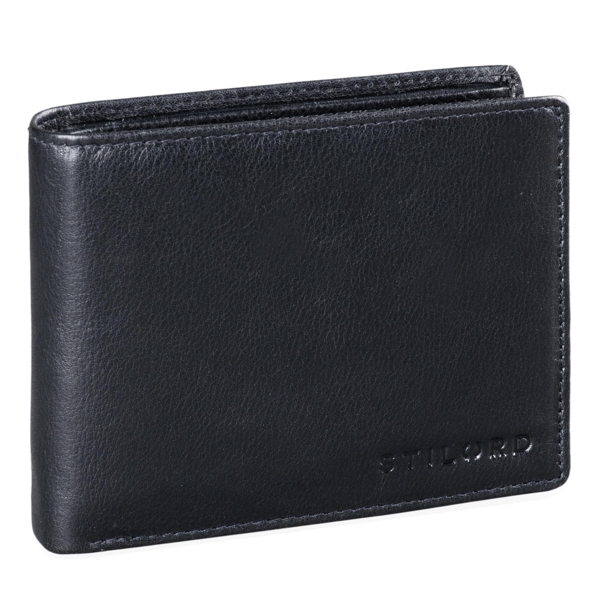 STILORD "Guillermo" Leather Wallet with RFID Blocker with Credit Card Holder and Coin Pocket Gift Box Vintage Design Colour:Black
