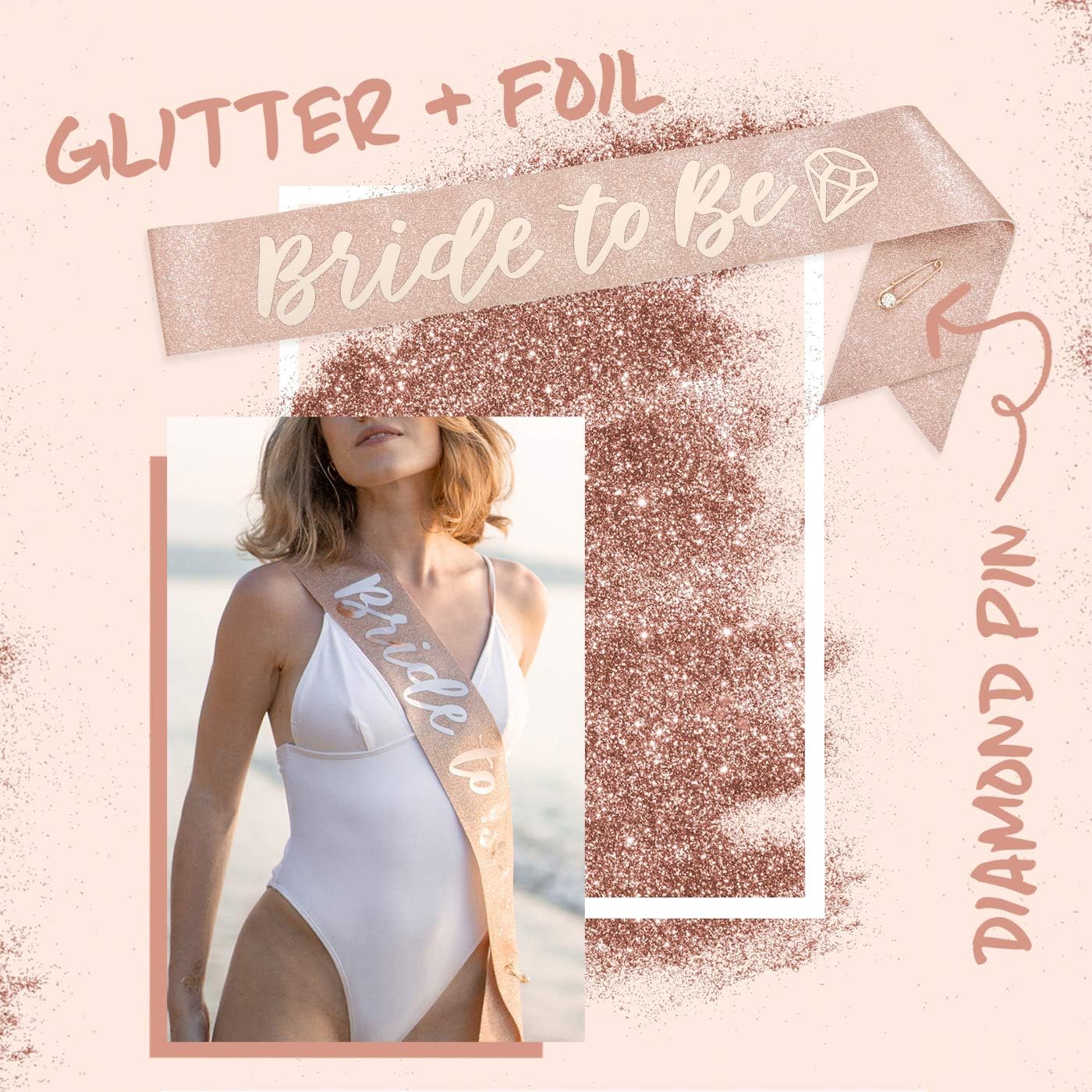 xo, Fetti Bachelorette Party Decorations Rose Gold Glitter Kit - Bridal Shower Supplies | Bride to Be Sash, BRIDE Balloons, Tiara, Wifey For Lifey Banner, Veil + Bride Tribe Tattoos: Kitchen & Dining