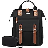 LOVEVOOK Laptop Backpack for Women, Teacher Nurse Bag Work Travel Computer Backpacks Purse,Water Resistant Daypack, 15.6 inch Black Brown