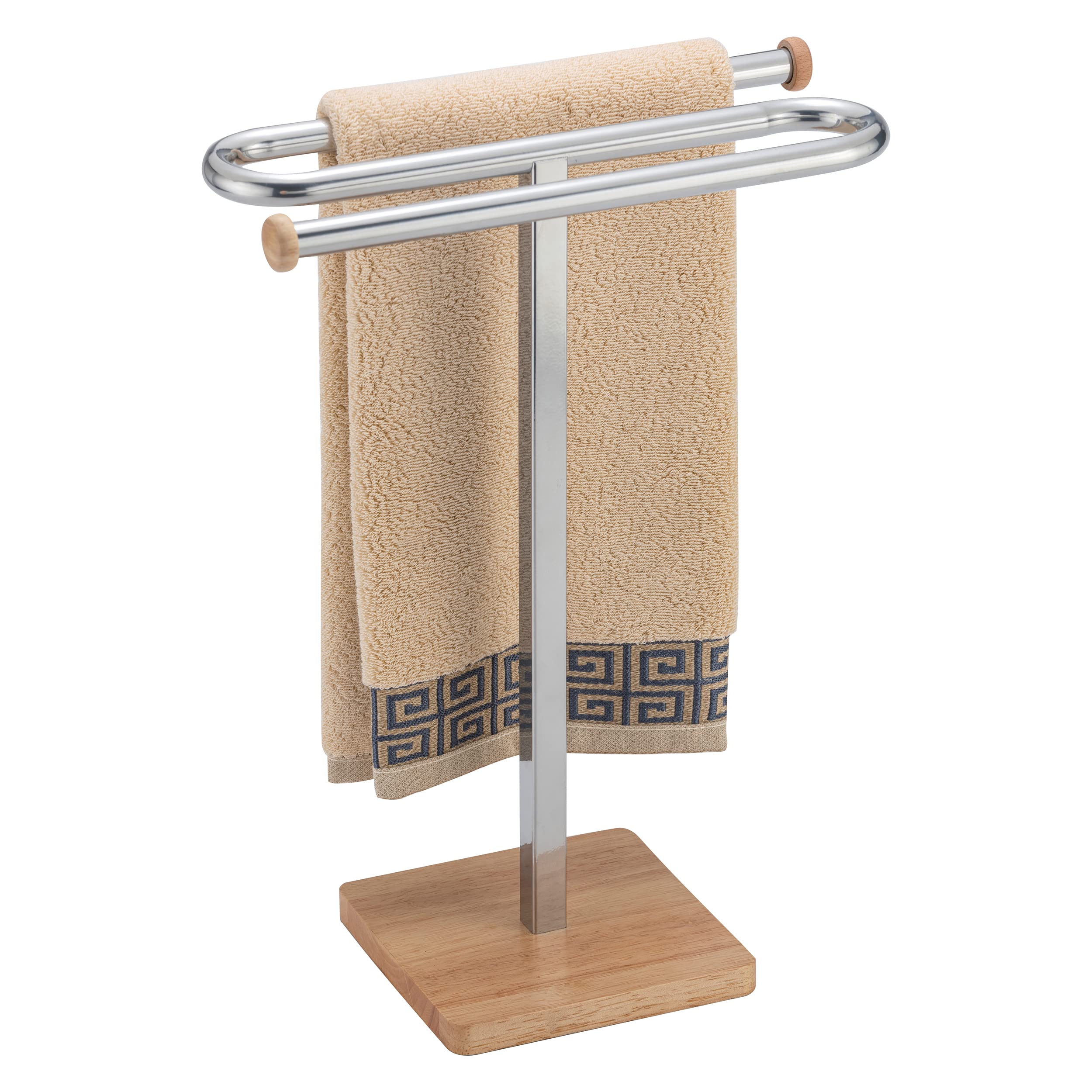 Photo 1 of **UNKNOWN DAMAGES/ MISSING PIECES** ZCDCP Hand Towel Holder Stand, S-Shape Countertop Towel Stand with Wood Base Freestanding Towel Rack for Bathroom