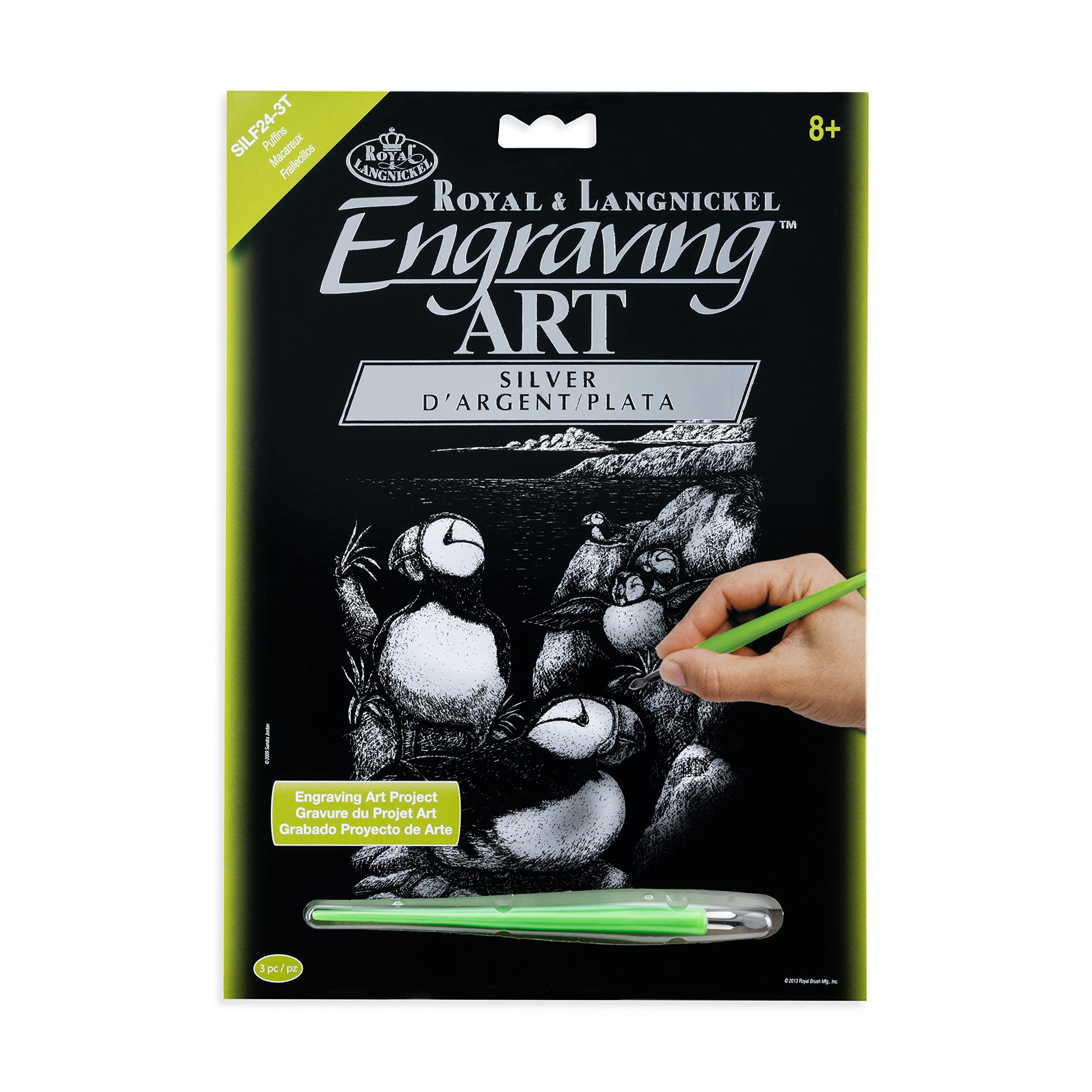 Royal & Langnickel Silver Engraving Art A4 Size Puffins Designed Painting Set