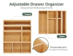 Kootek Bamboo Drawer Organizer with Removable