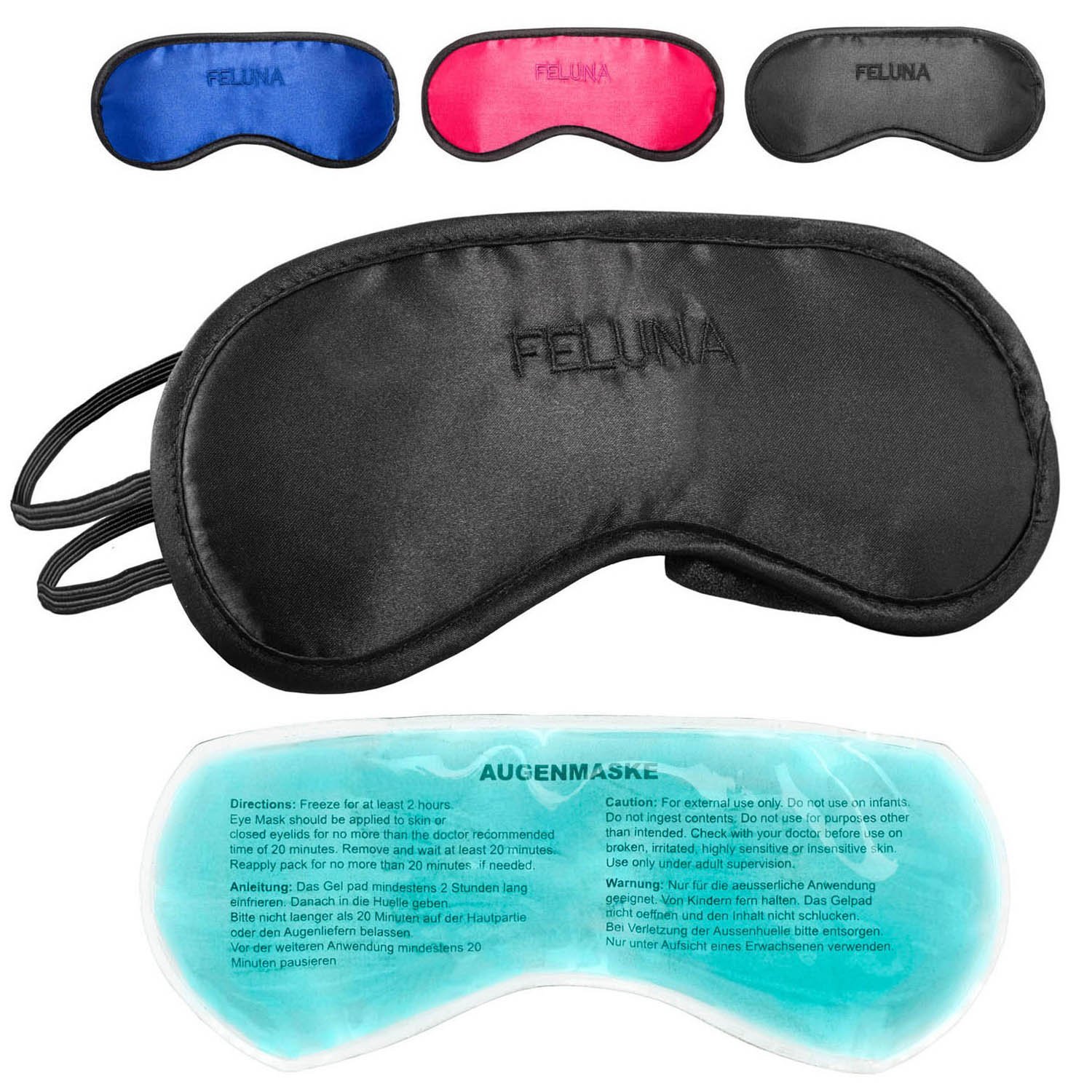 Sleeping mask with Cooling pad Sleeping Eye mask Night mask Sleeping Goggles with Adjustable Rubber Band and Silk Touch Cooling pad Helps with migraine, Headache & Allergies (Black)