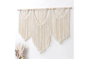 Betylifoy Macrame Wall Hanging Large Boho Chic Woven Tapestry Beige Tassel Tapestry Cotton Rope Woven Wall Art Decor for Bedr