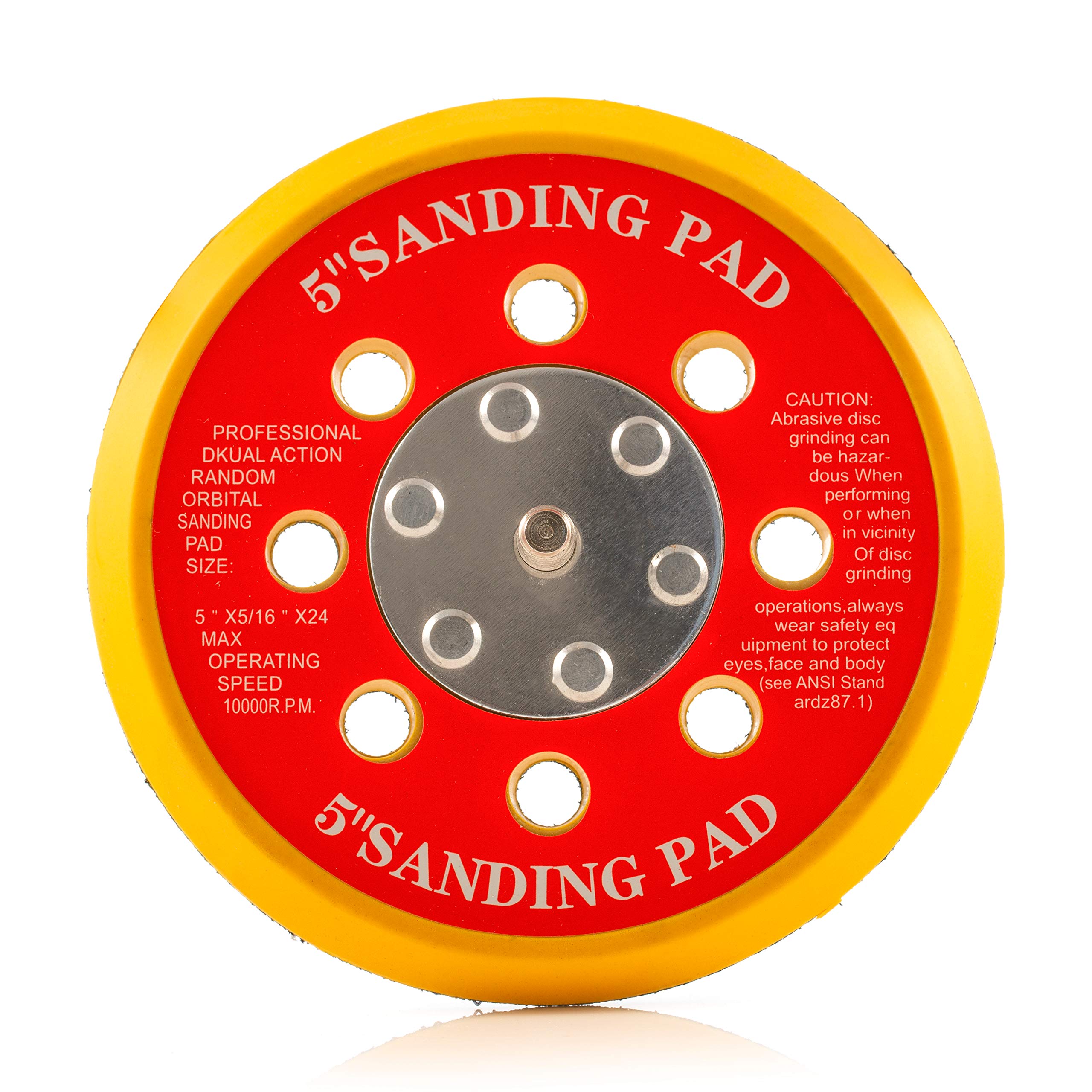 Glass Polish 5 inch (125mm) Thread 5/16''-24 Dual Action Backing Pad with 12mm PU Durable Layer and 8 Extraction Vents - GP12702