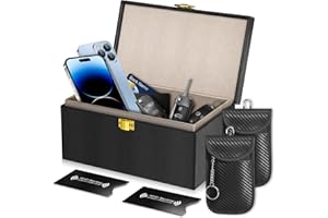 RealPlus | Extra Large | Faraday Box for Car Keys with 2 Pack Faraday Pouch & 2 Pack RFID Blocking Card Holder, Key Signal Bl