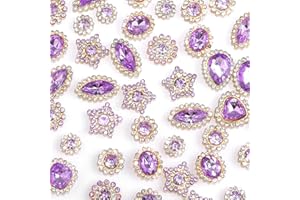OEMOO 50 PCS Sew on Rhinestones Mixed Shapes Glass Light Purple Rhinestones Sew on Crystal Gems Mental Flatback with Silver Claw for Jewelry Crafts Clothes DIY Craft Shoes Dress Jewelry Making