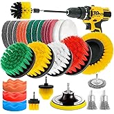 ETOUPA 30 Piece Drill Brush Attachments Set, Scrub Pads & Sponge & Wire Brush for Drill, Power Scrubber Brush with Extend Lon