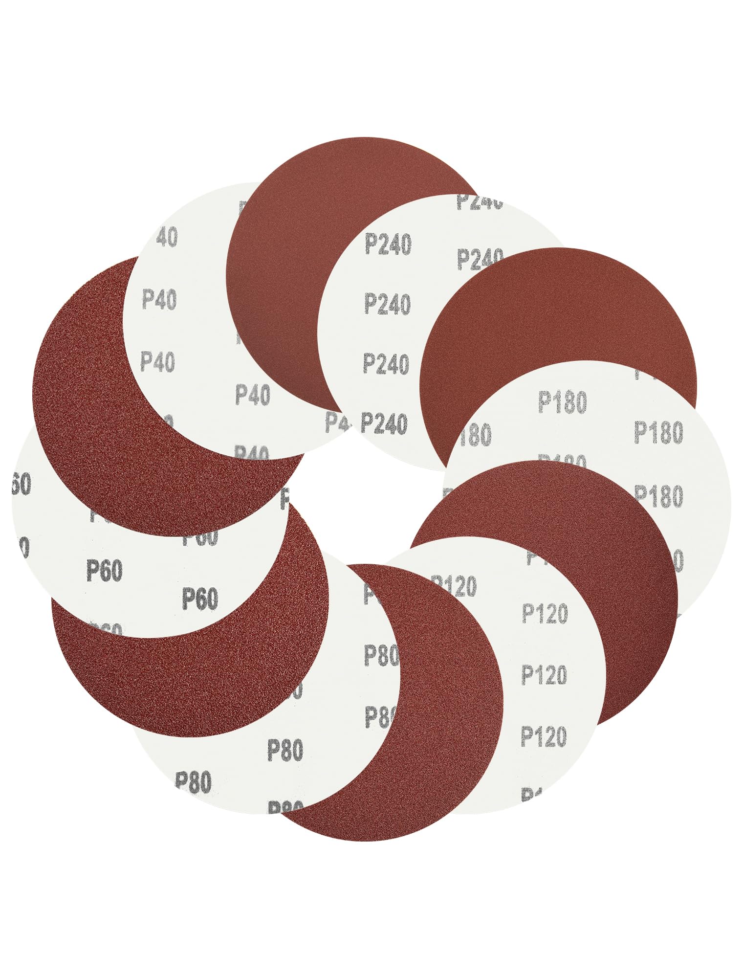 60Pcs Sanding Discs 5 Inch 8 Hole Sandpaper 40/80/120/180/240 Grit, 125mm Hook and Loop Sander Pads for Wood, Metal, Plaster Polishing & Sanding