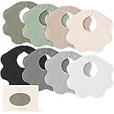 Konssy Muslin Baby Bibs 8 Pack, 100% Cotton Absorbent Bandana Drool Bibs for Teething and Drooling for Unisex Boys and Girls