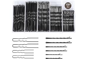 GBYMIUY 250PCS Hair Pins Bobby Pin Set, Assorted Sizes Wave Bobby Pins 2inch 2.36inch 2.75inch for All Hair Types + 2 Sizes U Shaped Hair Pins for Buns 2.36inch 2.75inch, Black for Girls Women