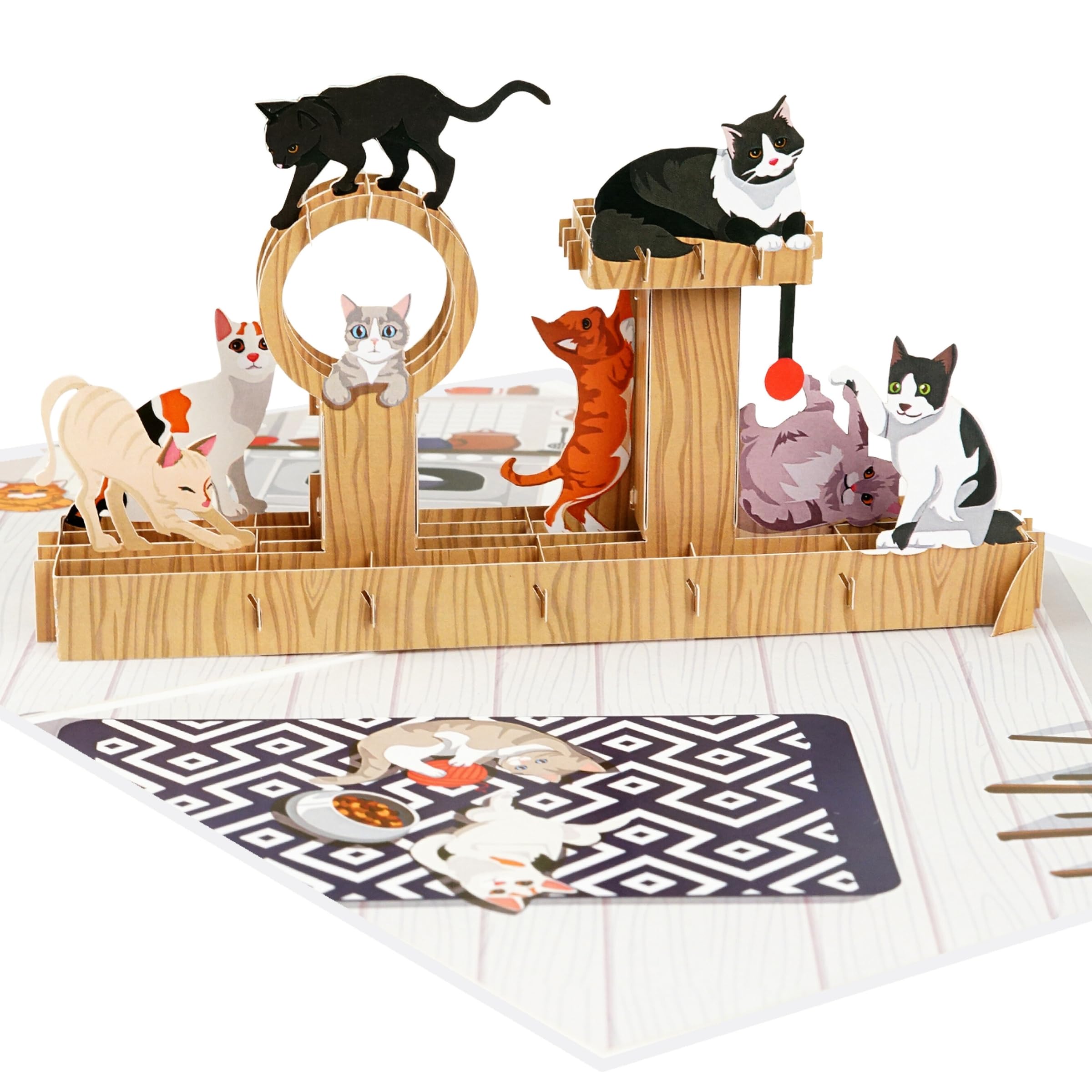 Cardology - Cats Pop-Up Card | 3D Birthday Gift for Cat Lovers, Mothers Day or Fathers Day