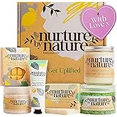 Nurture by Nature RELAX & UPLIFT Spa Kit for Women – Birthday Gifts for Women – 6 Piece Gift Basket with Hand Soap, Body Scrub, Hand Cream & More - Vegan Self Care Kit - Relaxation Gifts for Her