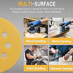 POTUINOM 100PCS 5 Inch 8 Hole Sanding Discs 180