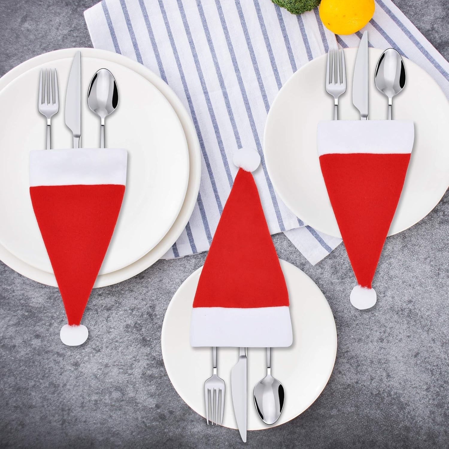 36 Pcs Santa Hats Silverware Holders Santa Hats Dinner Silverware Holders for Cutlery Party Dinner Table: Health & Personal Care