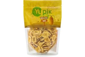 Yupik Organic Sweetened Dried Banana Chips, 400 g, 6 Count, Gluten-Free, Kosher, Non-GMO, Vegan, Sliced Dried Fruits, Lightly