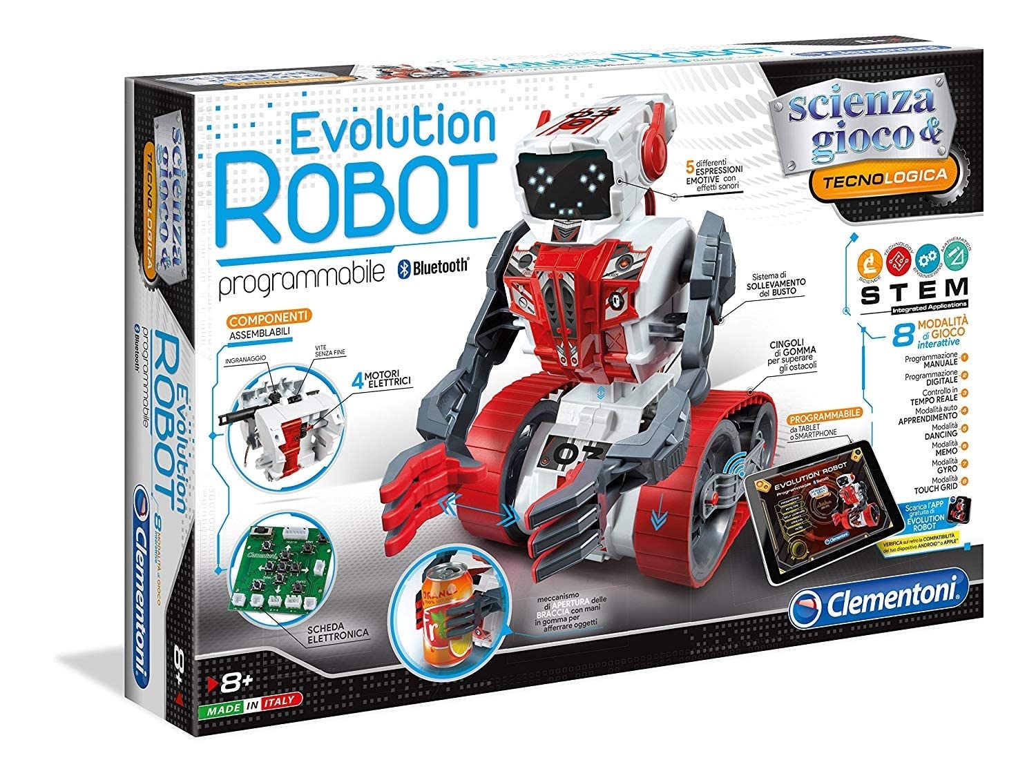 Clementoni Evolution Robot Remote Control Toys (530 mm, 90 mm, 360 mm, 2.4 kg, Box), Assorted Colour/Model