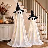 Halloween Decorations Indoor 2 Pack Light Up Ghosts | Easy to Assemble,Adjustable Height,30 Lights,Durable Material,Great for Halloween Party,Porch,Mantel,Home Decor