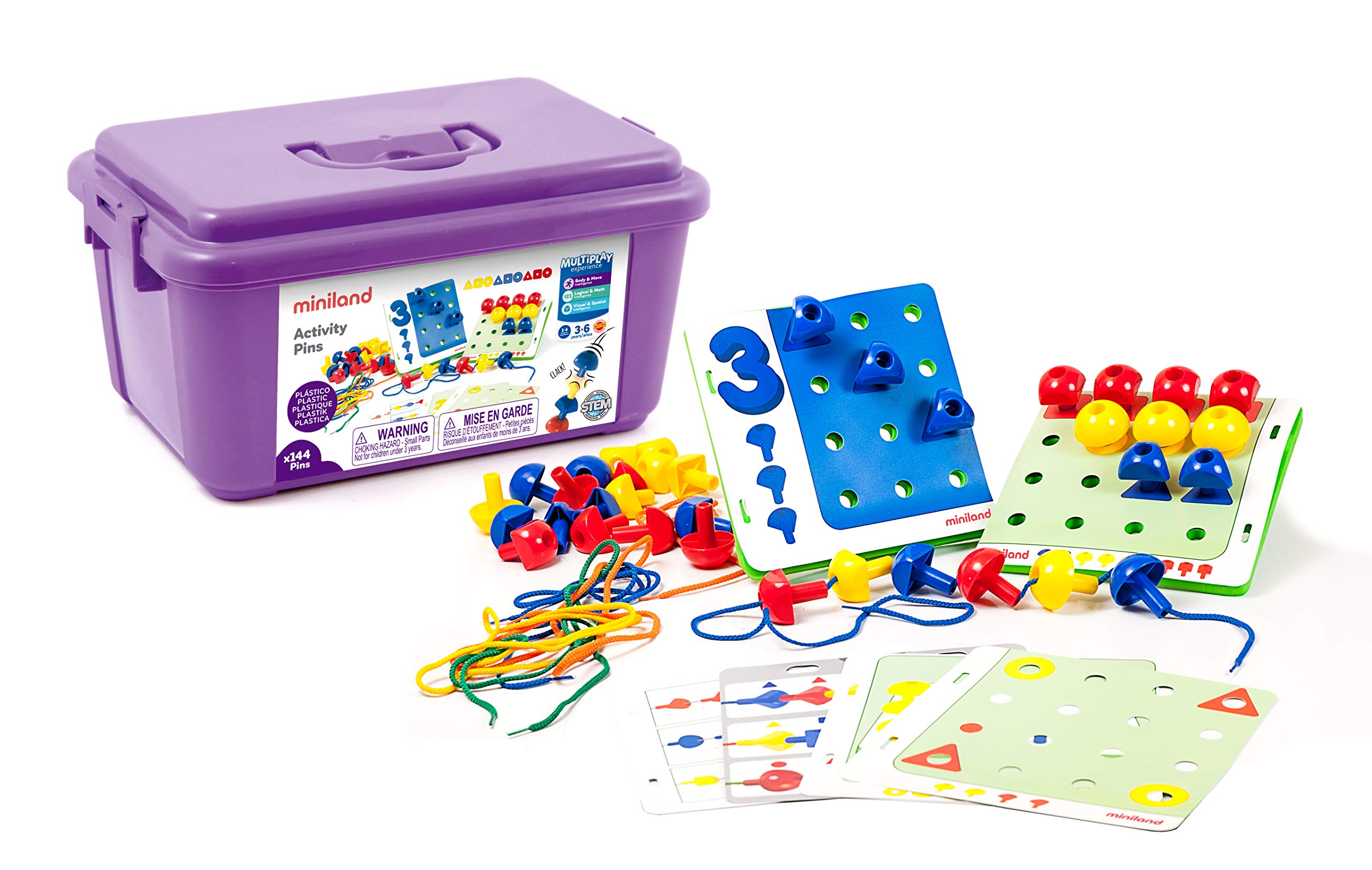 Miniland Miniland31785 Peg Activity Stacking Set in Container (144-Piece)