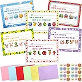 Treasure Cove Kids Fill in the Blank Thank You Cards Thank You Notes with Envelopes Colorful Double-Sided Greeting Cards for Teacher Boys Girls Birthday Party Decorations Favors 24 Pcs