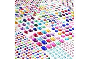 QUEENTI 2102pcs Gems Stickers, Self Adhesive Gems for Crafts Bling Rhinestones for Crafts, Assorted Shapes Jewels Rhinestones Stickers, Muticolor