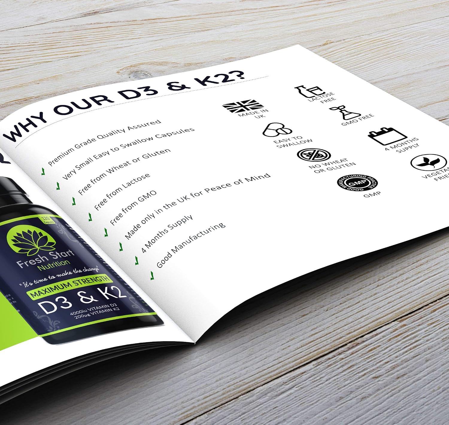 Vitamin D3 4000 IU and Vitamin K2 200µg MK7, Vitamin D3 K2 High Strength Supplement - Image 5