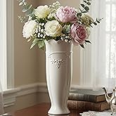 hjn White Ceramic Vase- French Flower Vase for Decor Tall Vintage Vases for Flowers/Home Decoration/Kitchen/Table/Living Room