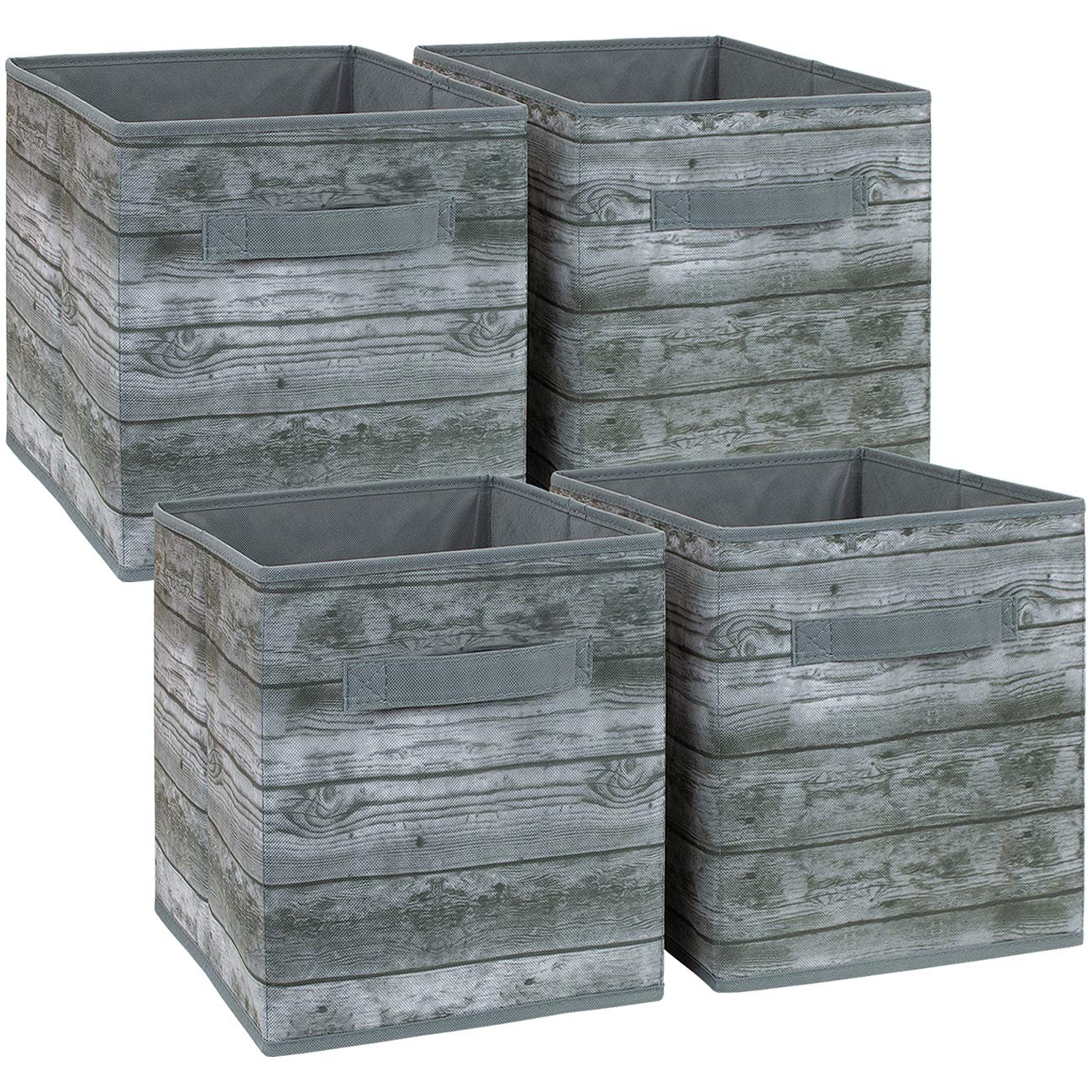 Rustic Wood Grain Print Rustic Bin Gray Sorbus Foldable Storage Cube