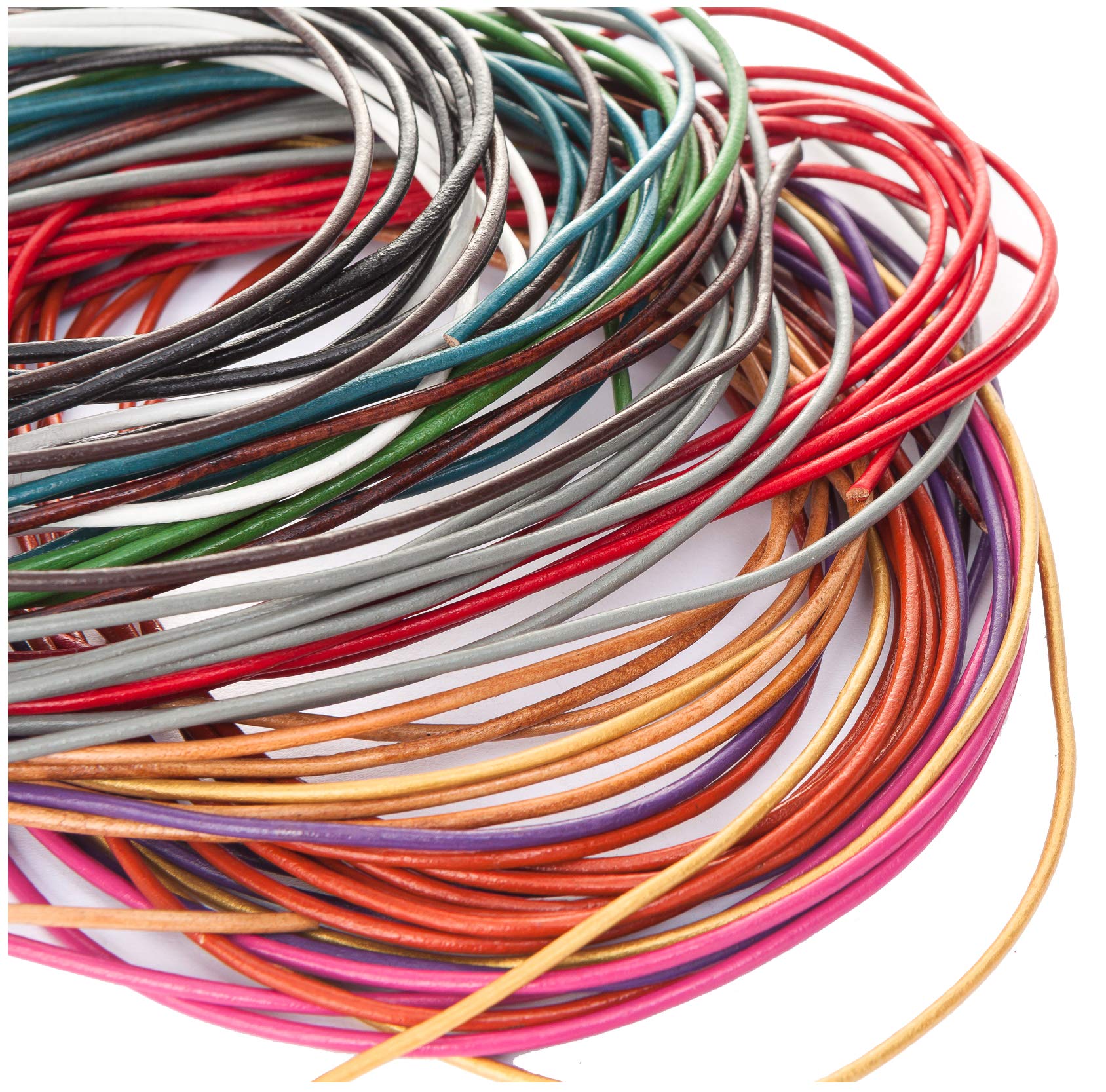 esnado Leather Cord Round 2 mm 10 x 1 metre - colourful.