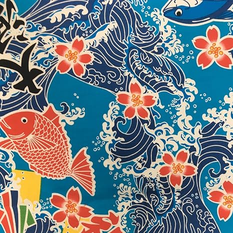 Amazon 和柄 オリジナル5本ブロード生地1 5mカット 大漁旗 青 布 生地 通販