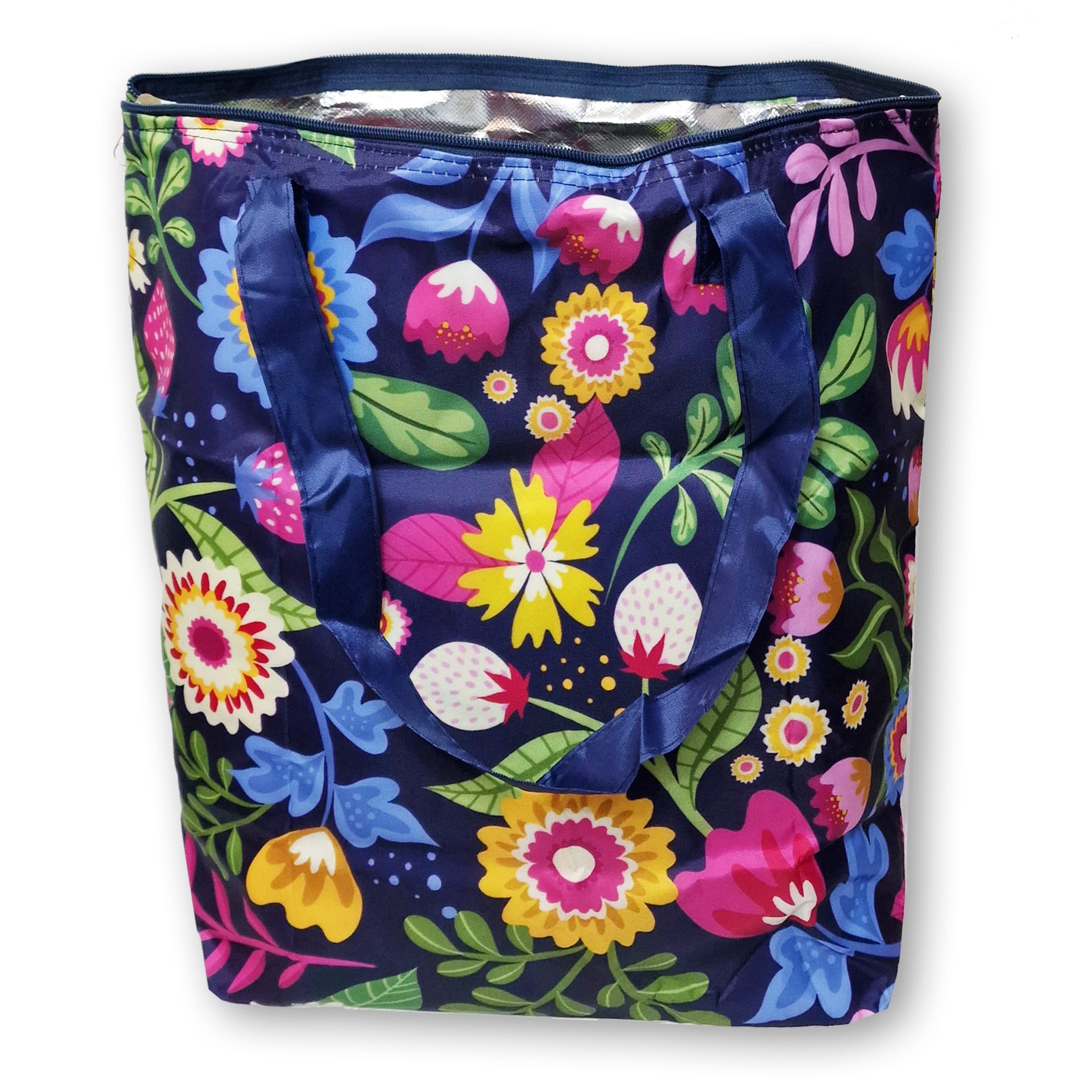 PromotionGift - Reusable Foldable Cooler, Shopping, Beach Bag Light and Durable, with Inner Aluminium Lining for Perfect Cooling Function - 25L (Wild Flowers I)