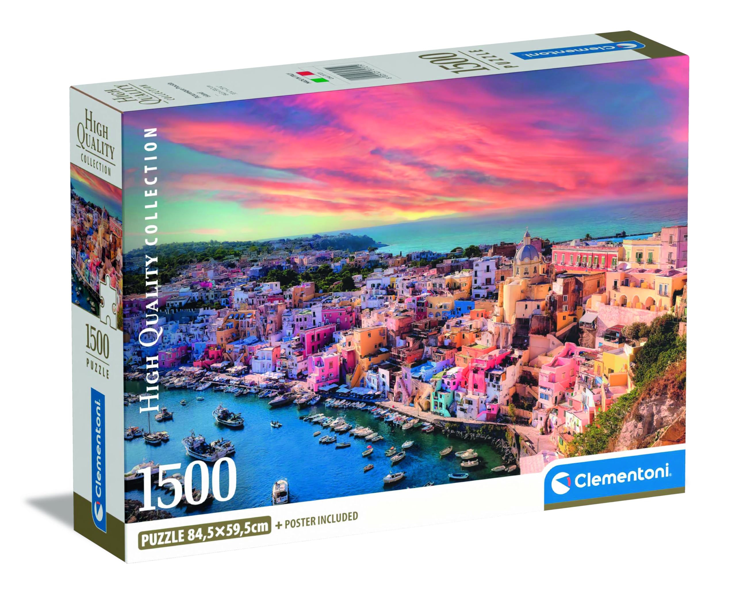 Clementoni Jigsaw Puzzle Picturesque Procida Island 1500 Pieces - Compact Box, Puzzle For Adults 14-99 Years, Gift For Men/Women, Made In Italy, 31721