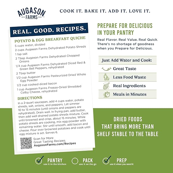 AUGASON FARMS DEHYDRATED POTATO SHREDS CAN – GLUTEN FREE DEHYDRATED SURVIVAL FOOD WITH LONG SHELF LIFE – EMERGENCY FOOD SUPPLY FOR CAMPING, PREP & EVERYDAY MEALS – 31 SERVINGS