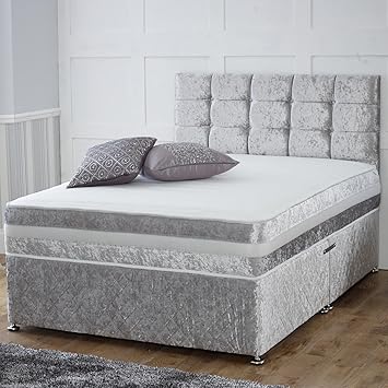 Hf4you 1000 Pocket Memory Crushed Velvet Divan Bed 5ft Kingsize