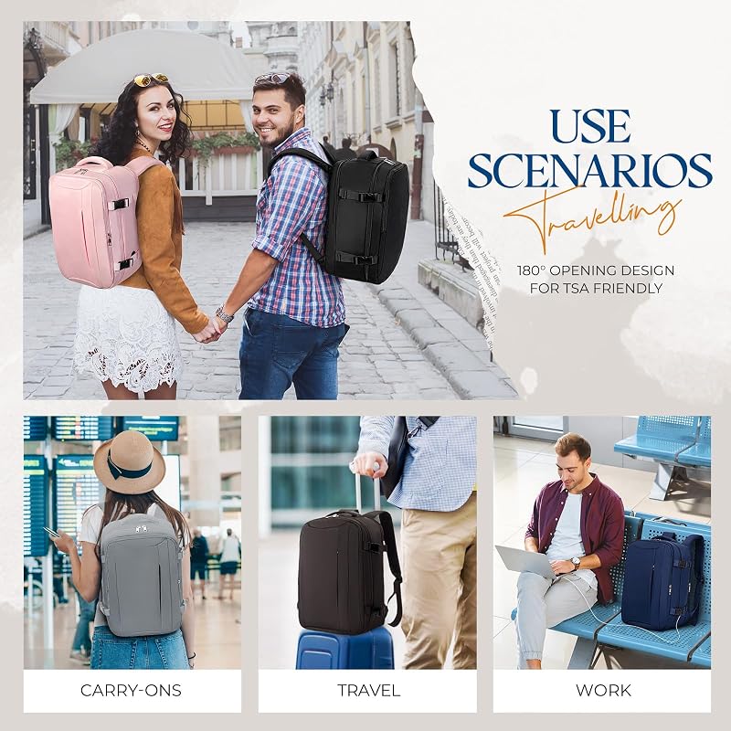 Mochila 40x30x20 para Ryanair Mochila Viaje Cabina Avion 40x20x25 con Multiples Compartimentos y Bolsillo Antirrobo Travel Backpack Hombre Mujer — foto 8 de 8