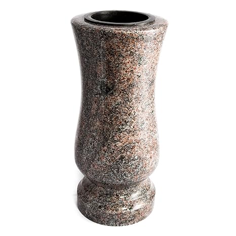 Afterglow Stilvolle Grabvase aus echtem Granit Paradiso Höhe 28 cm/Ø 12 cm Grabschmuck wetterfest frostsicher Granitvase mit 