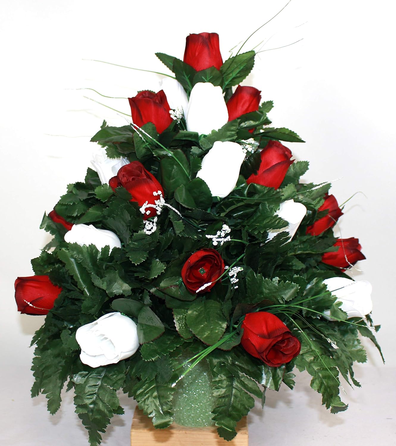 Xl Christmas Red And White Artificial Silk Flower Cemetery Bouquet Vase Arrangement Artificial Flora Home Decor Alfanautica Es